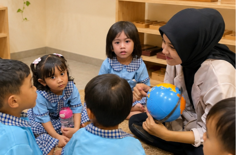 Anak belajar di Rumah Key Montessori